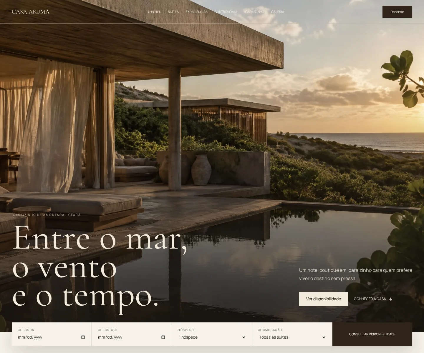 Print da página inicial do site Casa Arumã criado pela ASCEND